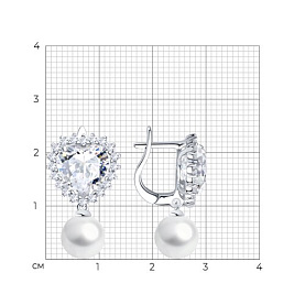 Серьги SOKOLOV - Серебро 925, Жемчуг имитация, Фианит (арт. 94027299)