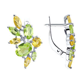 Серьги SOKOLOV - Серебро 925, Хризолит, Цитрин (арт. 92022103)