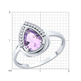 Кольцо SOKOLOV - Серебро 925, Аметист, Фианит (арт. 92014623)