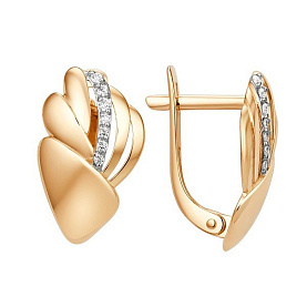 Серьги ЮФ Династия - Золото 585, Фианит (арт. 013742-1102)