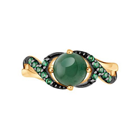 Кольцо SOKOLOV - Серебро 925, Жадеит, Фианит (арт. 83010281)