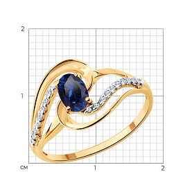 Кольцо SOKOLOV - Золото 585, Синтетический сапфир , Фианит (арт. 717353)