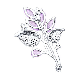 Брошь SOKOLOV - Серебро 925, Аметист, Фианит (арт. 92040134)