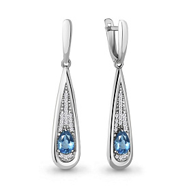 Серьги Аквамарин - Серебро 925, Топаз, Фианит (арт. 4783005А.5)