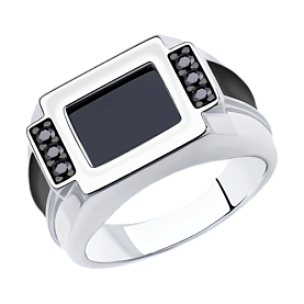 Кольцо Diamant - Серебро 925, Синтетическая шпинель, Фианит, Эмаль (арт. 94-112-00488-2)