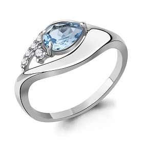 Кольцо Аквамарин - Серебро 925, Топаз, Фианит (арт. 65015005А.5)