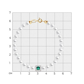 Браслет SOKOLOV - Золото 585, Жемчуг культивированный, Синтетический изумруд (арт. 795070)