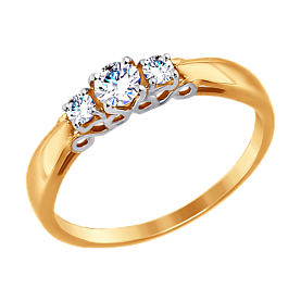 Кольцо SOKOLOV - Золото 375, Фианит (арт. 017491-4)