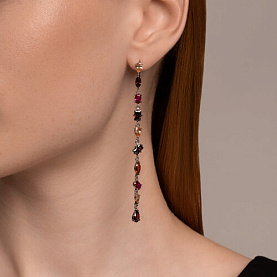 Серьги SOKOLOV - Серебро 925, Синтетический рубин, Фианит (арт. 94026488)