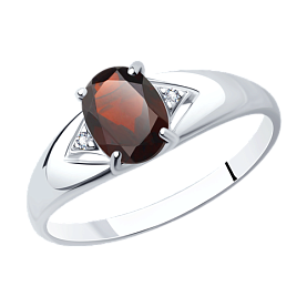Кольцо SOKOLOV - Серебро 925, Гранат, Фианит (арт. 92011505)