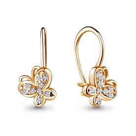 Серьги Аквамарин - Золото 375, Фианит (арт. 45058А.8)