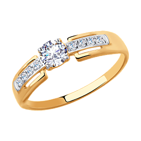 Кольцо SOKOLOV - Золото 375, Фианит (арт. 018458-4)