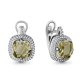 Серьги Аквамарин - Серебро 925, Кварц, Фианит (арт. 4442320А.5)