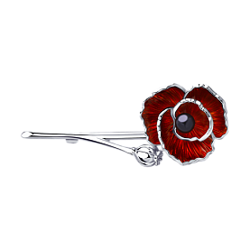 Брошь SOKOLOV - Серебро 925, Жемчуг имитация, Эмаль (арт. 94040175)