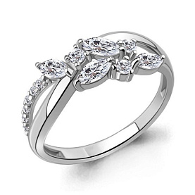 Кольцо Аквамарин - Серебро 925, Фианит (арт. 600101А.5)