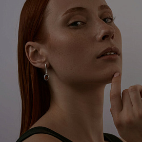 Серьги SOKOLOV - Серебро 925, Раухтопаз, Фианит (арт. 92022055)