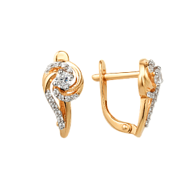 Серьги ЮФ Династия - Золото 585, Фианит (арт. 002012-1102)