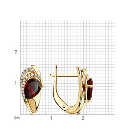 Серьги Diamant - Серебро 925, Гранат, Фианит (арт. 93-320-00548-2)