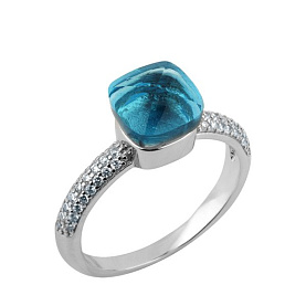 Кольцо Фиделис - Серебро 925, Стекло, Фианит (арт. SET15784R-bl)