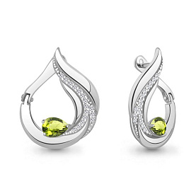 Серьги Аквамарин - Серебро 925, Фианит, Хризолит (арт. 45018507А.5)