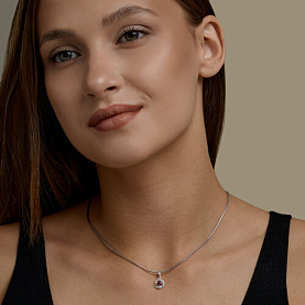 Подвеска SOKOLOV - Серебро 925, Рубин, Фианит (арт. 64030001)