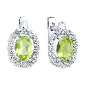 Серьги SOKOLOV - Серебро 925, Фианит, Хризолит (арт. 92021114)