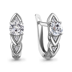 Серьги Аквамарин - Серебро 925, Фианит (арт. 400327А.5)