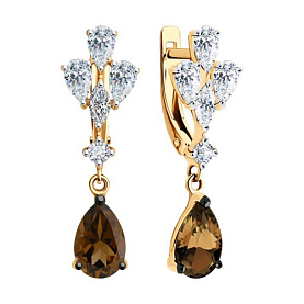 Серьги SOKOLOV - Серебро 925, Раухтопаз, Фианит (арт. 92022888)