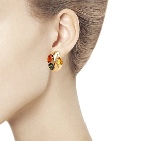 Серьги Diamant - Серебро 925, Янтарь пресс. (арт. 93-320-00456-1)