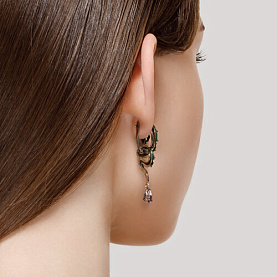 Серьги SOKOLOV - Серебро 925, Аметист, Фианит, Эмаль (арт. 92022584)