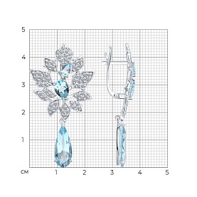 Серьги Diamant - Серебро 925, Топаз, Фианит (арт. 94-321-00111-1)