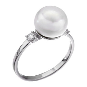 Кольцо Мастер Клио - Серебро 925, Жемчуг культивированный, Фианит (арт. 24К0574С)