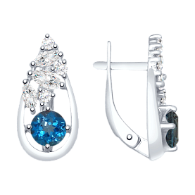 Серьги SOKOLOV - Серебро 925, Топаз лондон, Фианит (арт. 92021843)