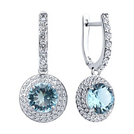 Серьги SOKOLOV - Золото 585, Топаз, Фианит (арт. 728917-3)