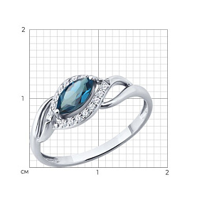 Кольцо SOKOLOV - Золото 585, Топаз лондон, Фианит (арт. 717340-3)