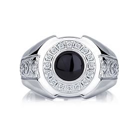 Кольцо Platinum Lab. - Платина 950, Бриллиант, Оникс (арт. ПК-080-01)