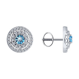 Серьги SOKOLOV - Золото 585, Топаз, Фианит (арт. 728867-3)