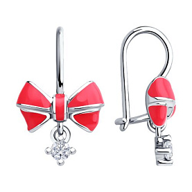 Серьги Diamant - Серебро 925, Фианит, Эмаль (арт. 94-120-02177-1)