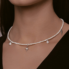 Колье SOKOLOV - Серебро 925, Жемчуг имитация, Жемчуг культивированный (арт. 92070101)