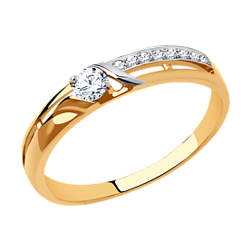 Кольцо SOKOLOV - Золото 375, Фианит (арт. 018549-4)