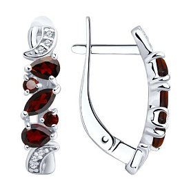 Серьги SOKOLOV - Серебро 925, Гранат, Фианит (арт. 92021782)