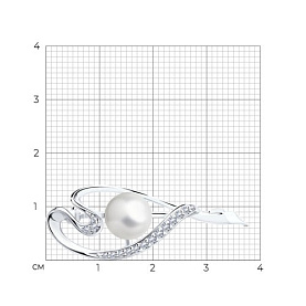 Брошь SOKOLOV - Серебро 925, Жемчуг имитация, Фианит (арт. 94040037)