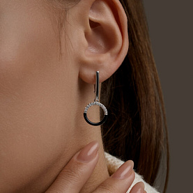 Серьги Diamant - Серебро 925, Фианит, Эмаль (арт. 94-121-00241-2)