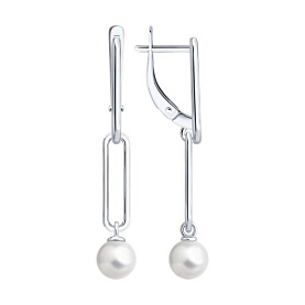 Серьги Diamant - Серебро 925, Жемчуг имитация (арт. 94-121-02378-1)