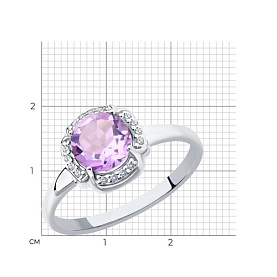 Кольцо SOKOLOV - Серебро 925, Аметист, Фианит (арт. 92011518)