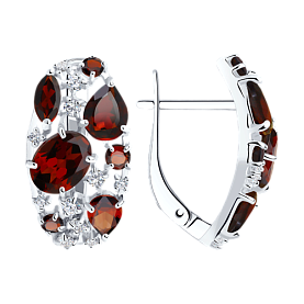 Серьги SOKOLOV - Серебро 925, Гранат, Фианит (арт. 92020172)
