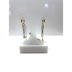 Серьги Фиделис - Сталь, Жемчуг культивированный (арт. 04mix17EA-YRd)