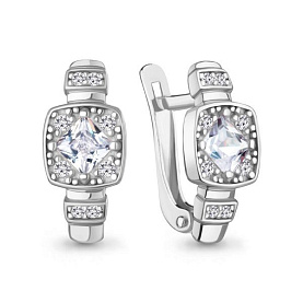 Серьги Аквамарин - Серебро 925, Фианит (арт. 400588А.5)