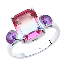 Кольцо SOKOLOV - Серебро 925, Синтетический ситалл , Фианит (арт. 92011725)