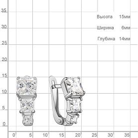 Серьги Аквамарин - Серебро 925, Фианит (арт. 400849.5)